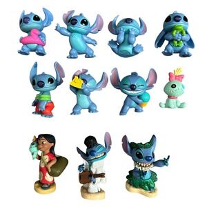 Disney Lilo‎ & Stitch Figurine Figure Playset Toy Figures Lot of 12